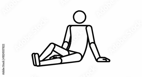 Simple Line Art of a Person Sitting Relaxed.