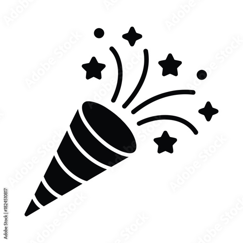 Confetti popper celebration party icon silhouette