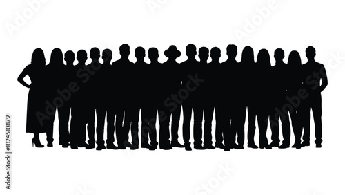Diverse group of people silhouettes isolated on white background, Vector