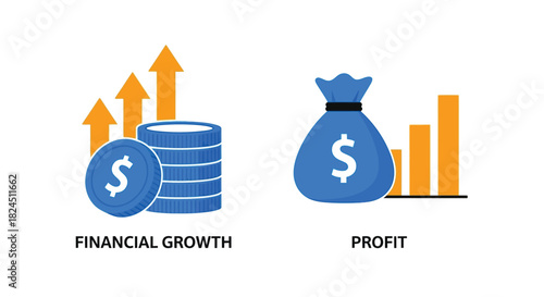 Vector illustration of financial growth and profit concept isolated on vector illustration