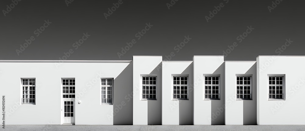 Fototapeta premium black and white building facade with repeating windows
