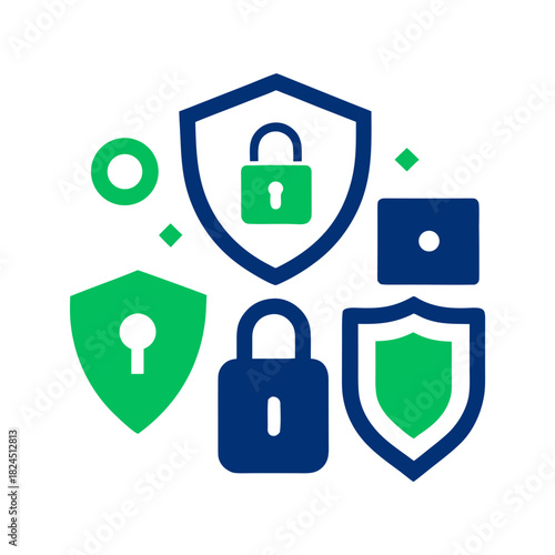 digital locks and protection symbols