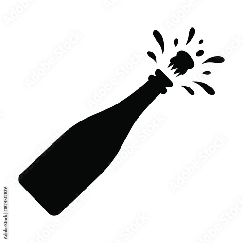 Champagne bottle popping open celebration silhouette
