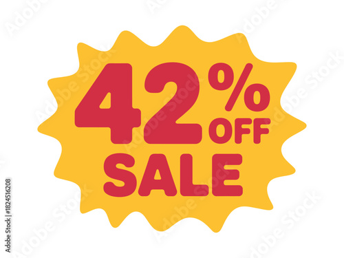 A bright yellow starburst sticker announces a 42% off sale.