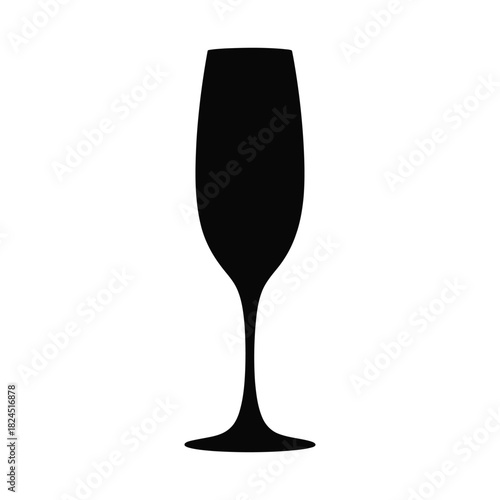 Elegant champagne flute glass black silhouette