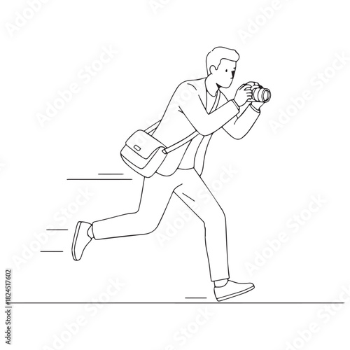 Expert Photographer Line Art – Photographer Vector Illustration with Balanced Modern Design – Photographer Drawing – Line Art Drawing of Photographer – Photographer Icon