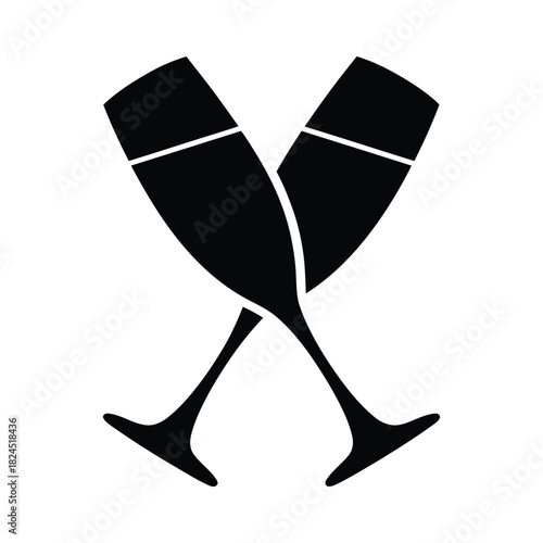 Champagne glasses toasting celebration icon silhouette