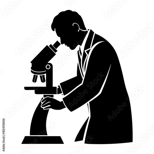 research scientist using microscope illustration