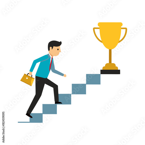 businessman with a trophy