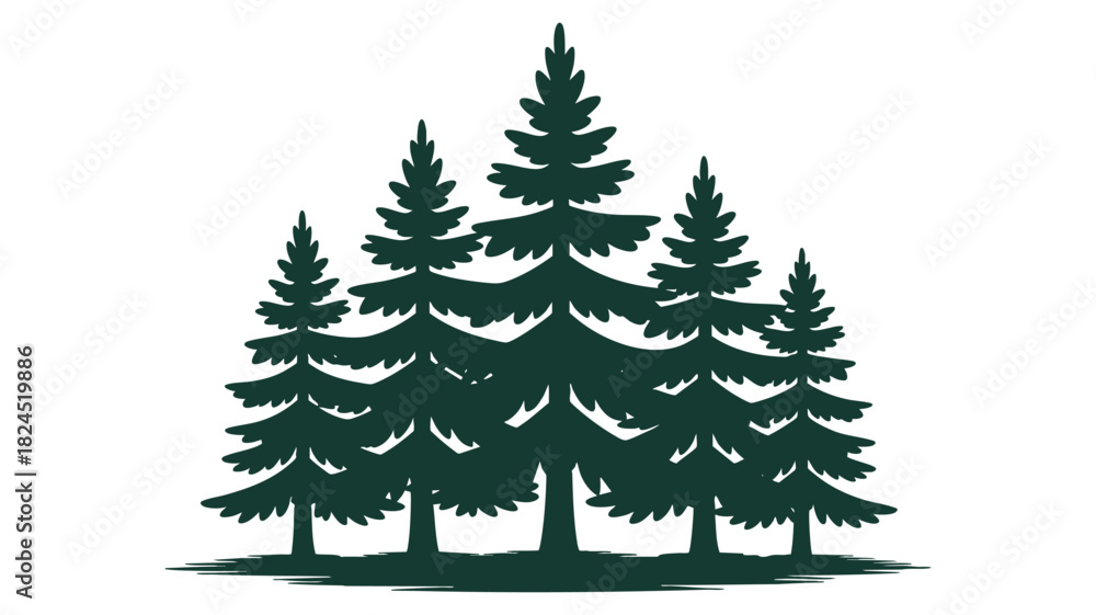 Obraz premium Stylized evergreen forest trees