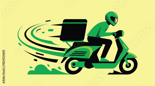 Fast delivery service with a scooter rider in motion.