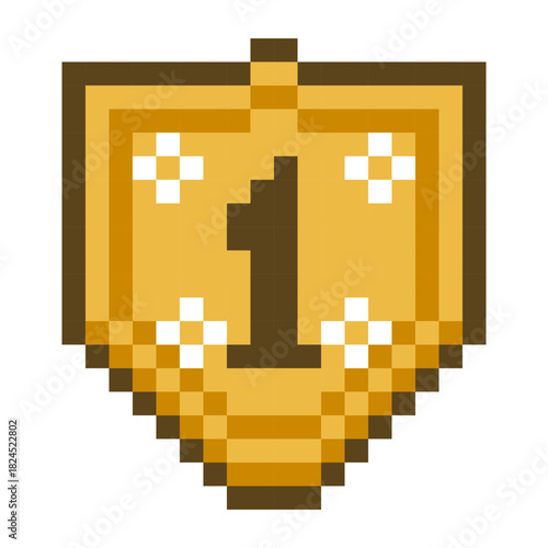 Pixel winner shield badge icon