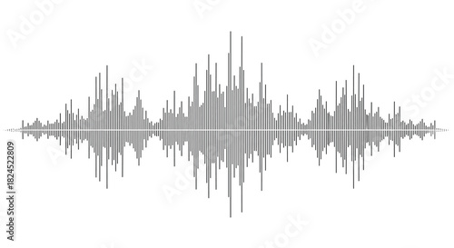 Black and white audio waveform visualization on a plain background.