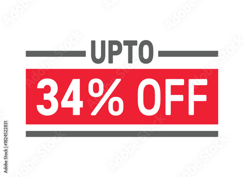 Up to 34% Off sale offer text design icon vector illustration