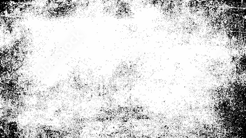 Grungy distressed black and white texture with rough frame for overlay effect Vector, illustration