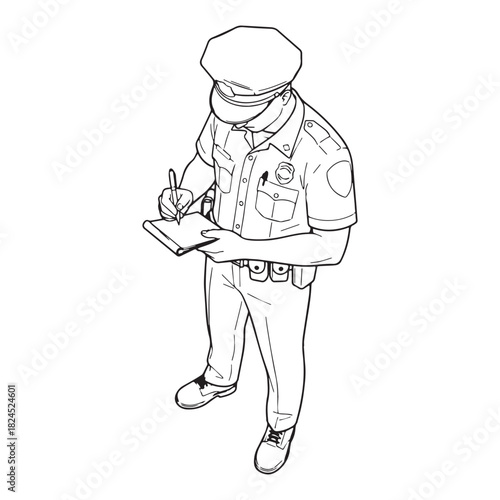 Elite Police Line Art – Police Vector Graphic with Clean Official Design Style – Police Drawing – Line Art Drawing of Police – Police Icon