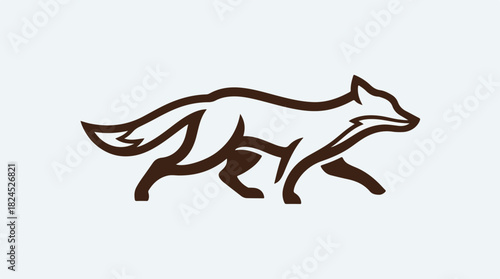 Minimalist Fox Logo Design Walking.