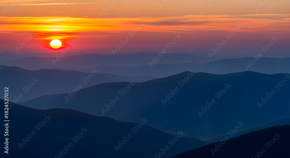 Fototapeta premium sunset in the mountains
