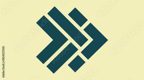 Abstract geometric arrow symbol on a light background.