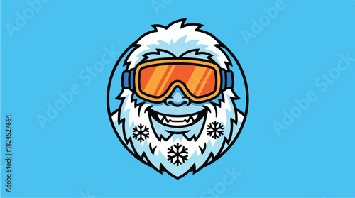 Cool Yeti Mascot Wearing Ski Goggles.