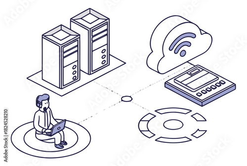 Server room and technical support on work