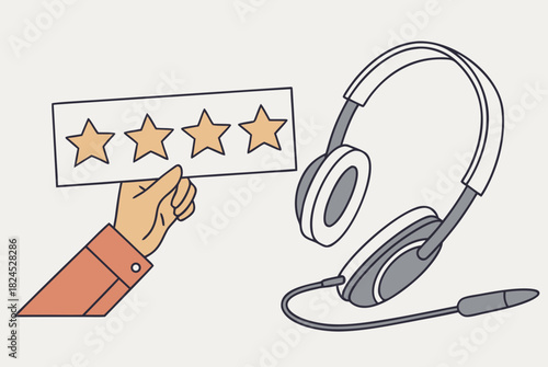 Customer feedback and quality service illustration with headset