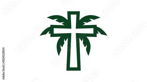 Palm Cross Symbol on White Background.