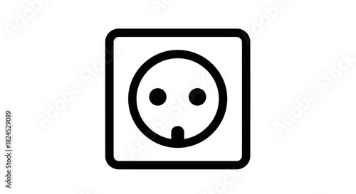 Simple black outline icon representing a standard European electrical power socket.