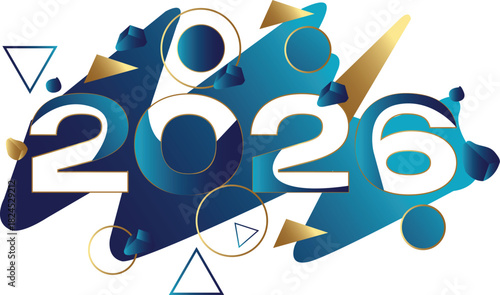 Bold 2026 Typography Vector – Futuristic New Year Design with Golden Outline