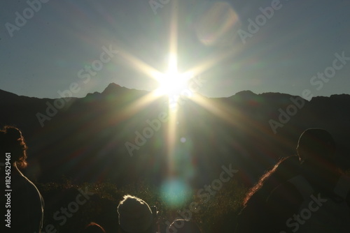 Slika na platnu Sunrise at Ahlisan with a star-shaped sunlight.