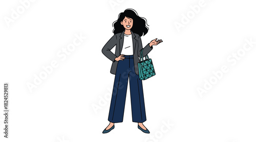 Smiling woman holding a shopping bag and credit card.