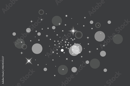Abstract Grey and White Bokeh Background with Sparkling Lights, Vector Illustration