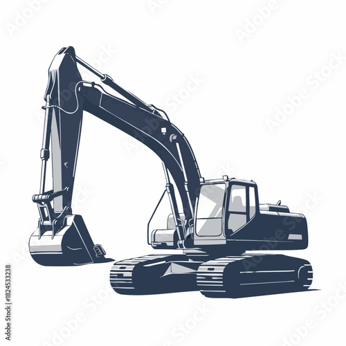 Heavy duty construction excavator machinery vector illustration.