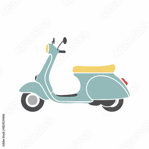 Classic light blue vintage scooter illustration for urban travel.