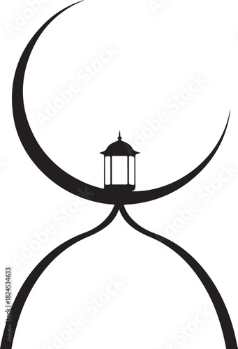 Abstract Crescent Moon with Gazebo and Domes building