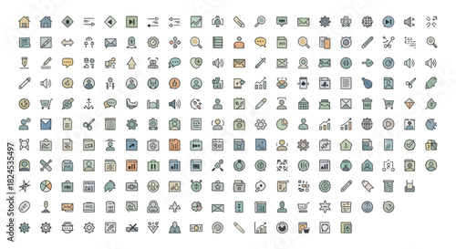 Collection of vector user interface elements design icons business interface icon set symbols and sign design