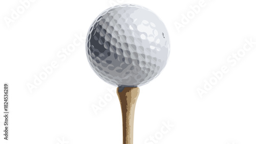 Golf Ball on a Wooden Tee on White Background golf tee sport