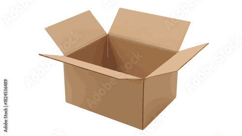 Open Cardboard Box With Flaps Up On White Background empty shipping