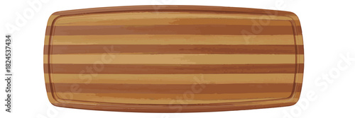 Wooden Cutting Board with Horizontal Stripes on White Background kitchen utensil