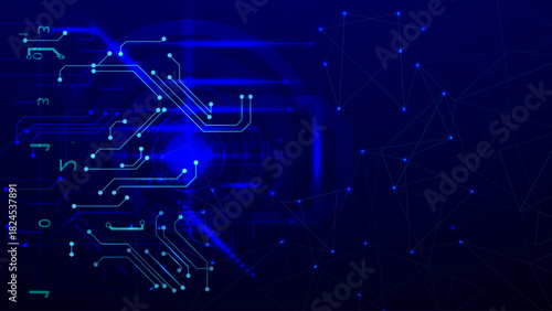 A technical background using technological lines, squares, and hexagons combined into an art composition 