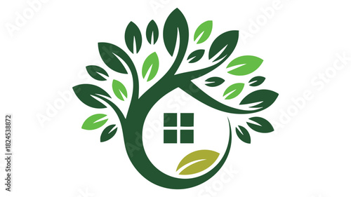 Eco friendly house tree symbol