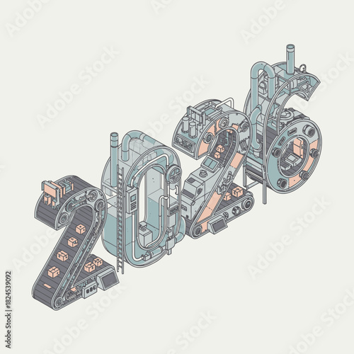 Metallic dollar-style “2026” number shaped from money graphics, great for finance marketing, economic forecasts, and wealth-themed celebrations