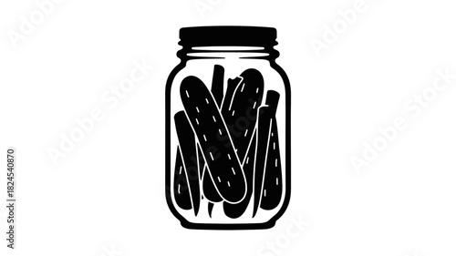 Illustration of a glass jar filled with pickles