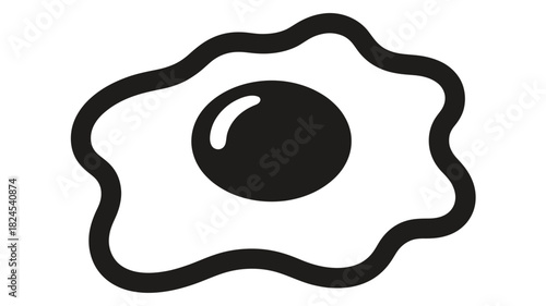 Simple black and white icon of a fried egg