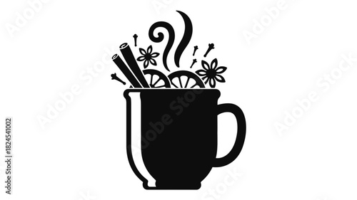 Cozy hot beverage with spices and citrus slice