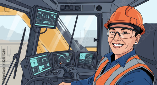 Illustration of a screening plant separating materials into piles.