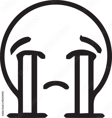 Simple line art illustration of a sad face with tears flowing
