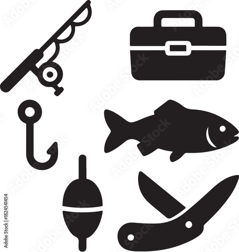 Fishing Expert Toolkit Bundle ? 6 Fishing Silhouette Icons.eps