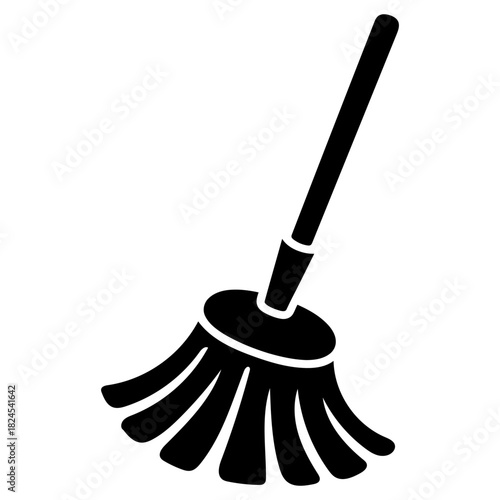 Hand drawn mop icon Silhouette vector on white background