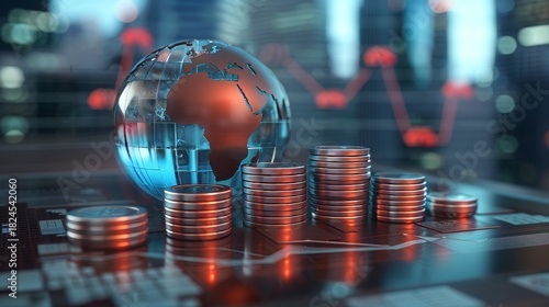 Global inflation impact concept with earth and percentage symbols representing economic pressure